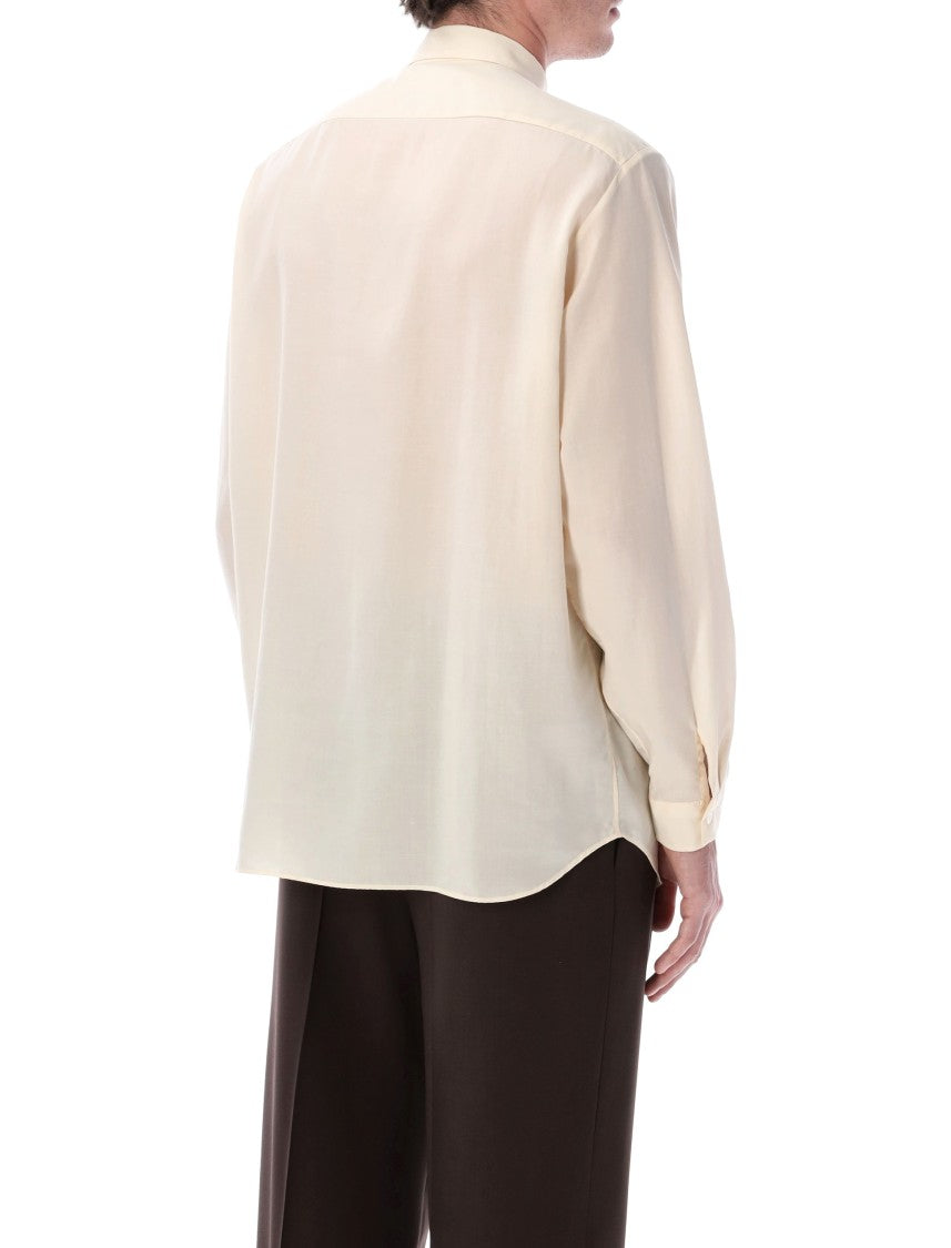 Lardini Oversized Lyocell Lino Hidden Button Shirt