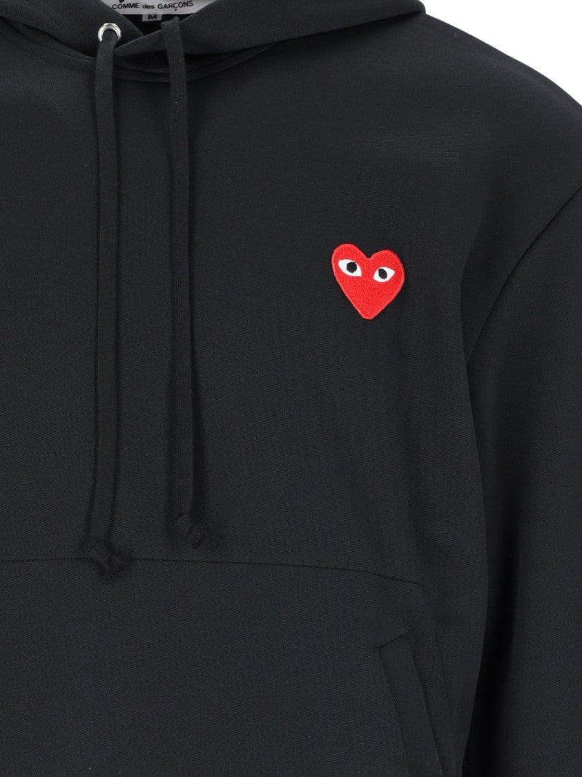 Comme Des Garçons Black Heart Patch Hooded Cotton Sweatshirt