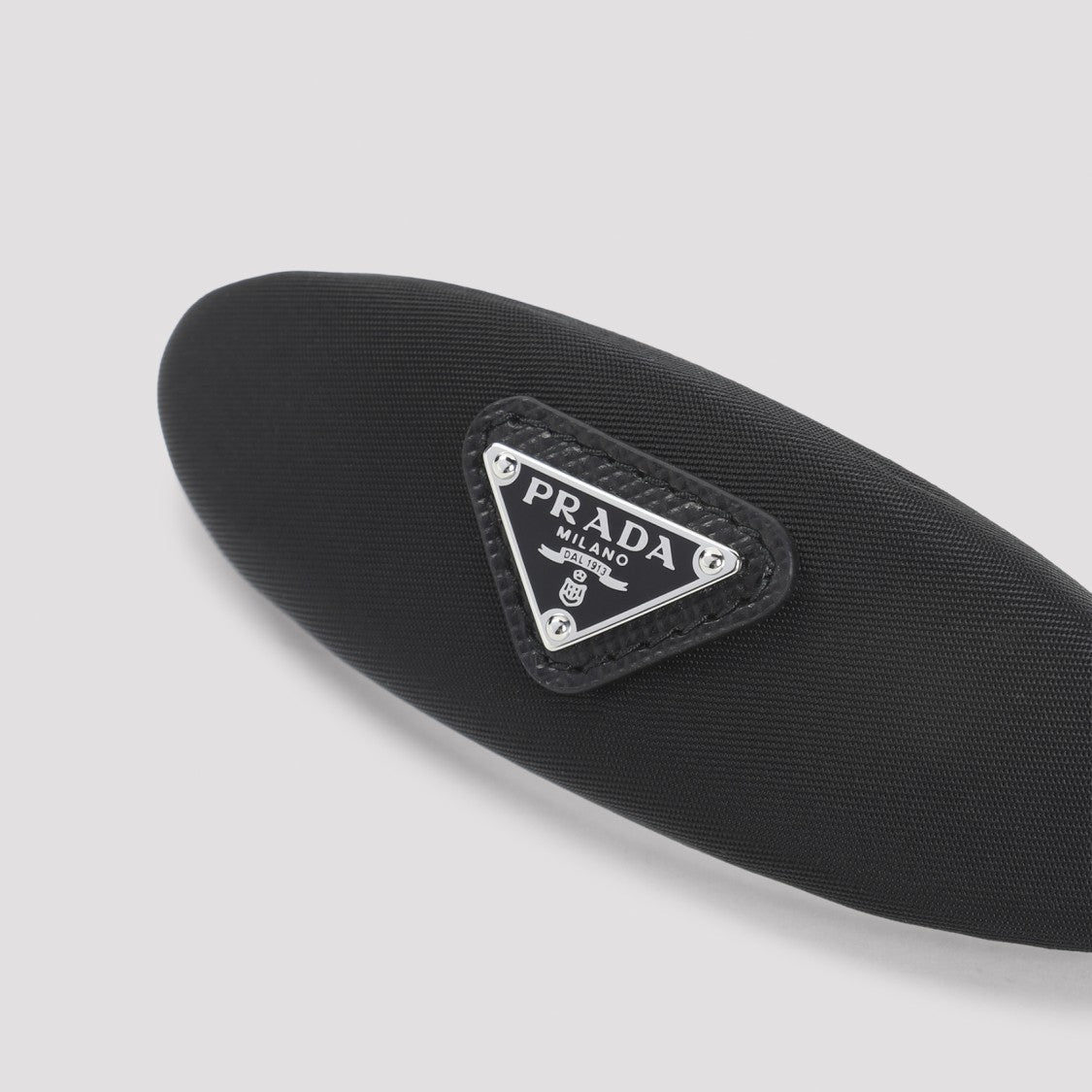 Prada Oval Hair Barrette With Triangular Logo Plaque