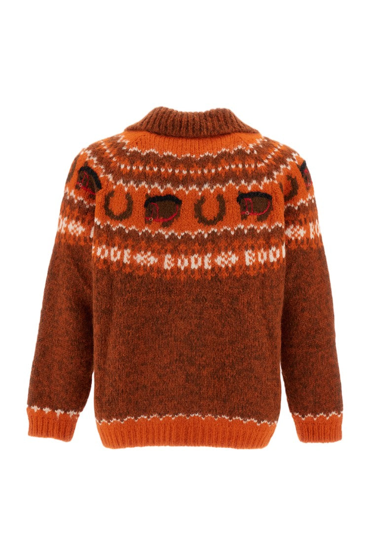 Bode New York Corral Alpaca Intarsia Cardigan