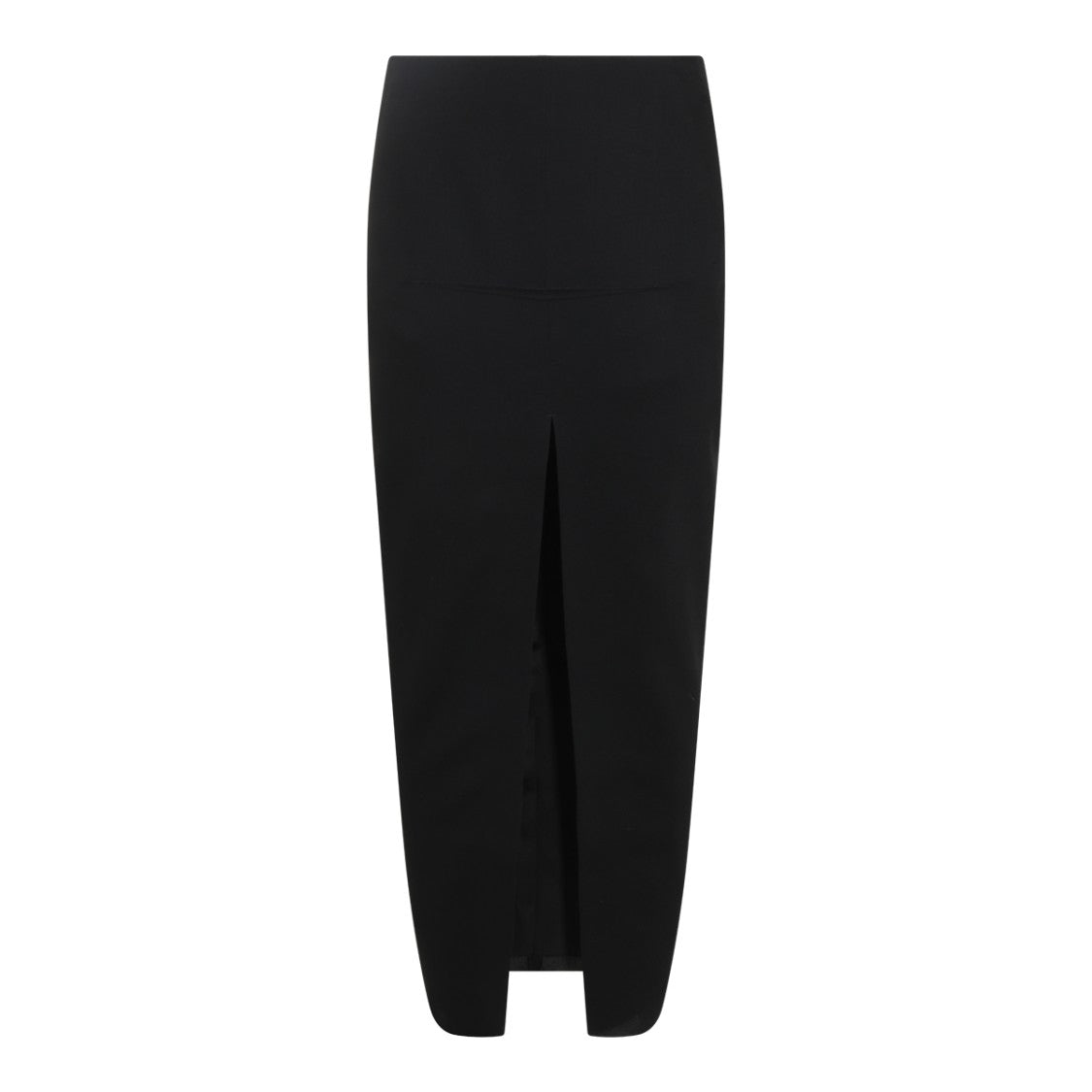 Rick Owens Black Wool Frontal Slit Maxi Skirt