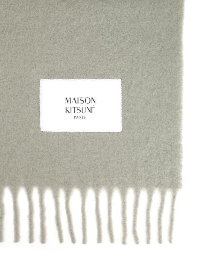 Maison Kitsuné Green Soft Fabric Scarf With Versatile Rectangular Shape