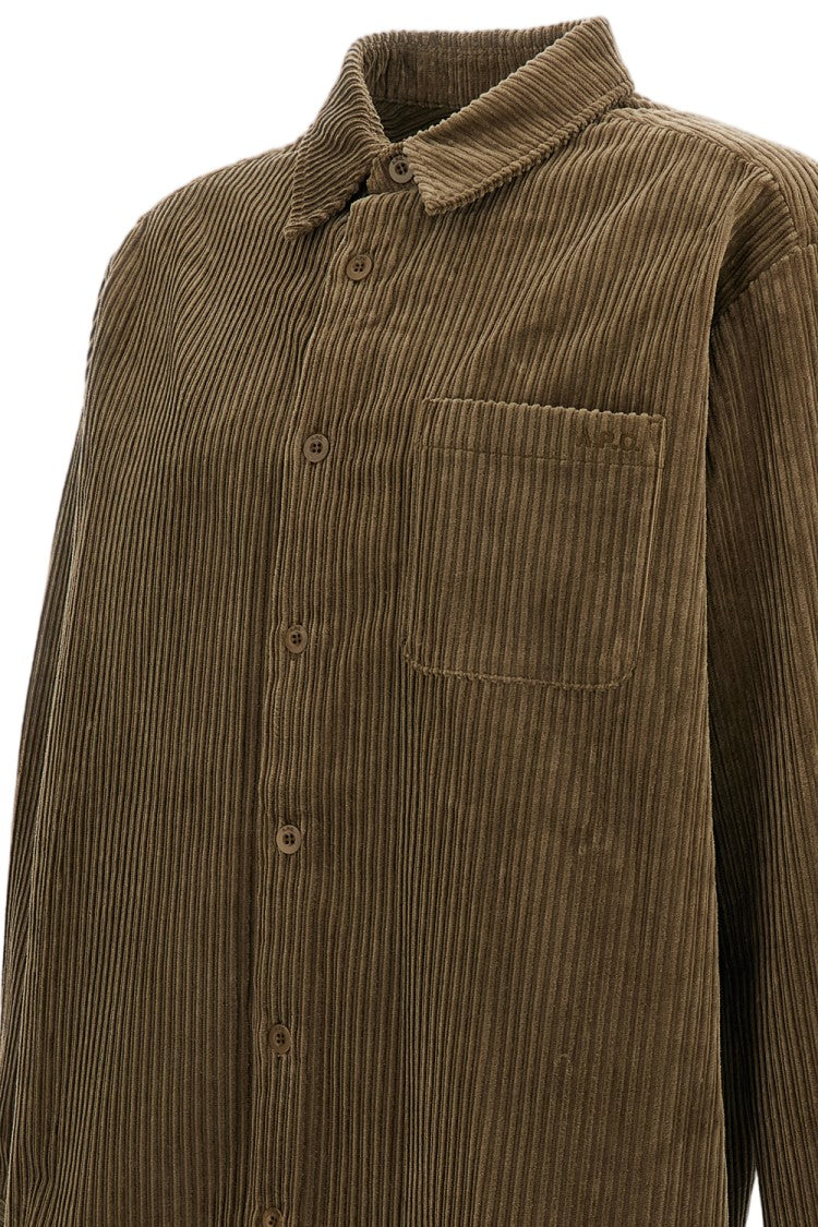 A.P.C. Green Mateo Logo Cotton Corduroy Overshirt