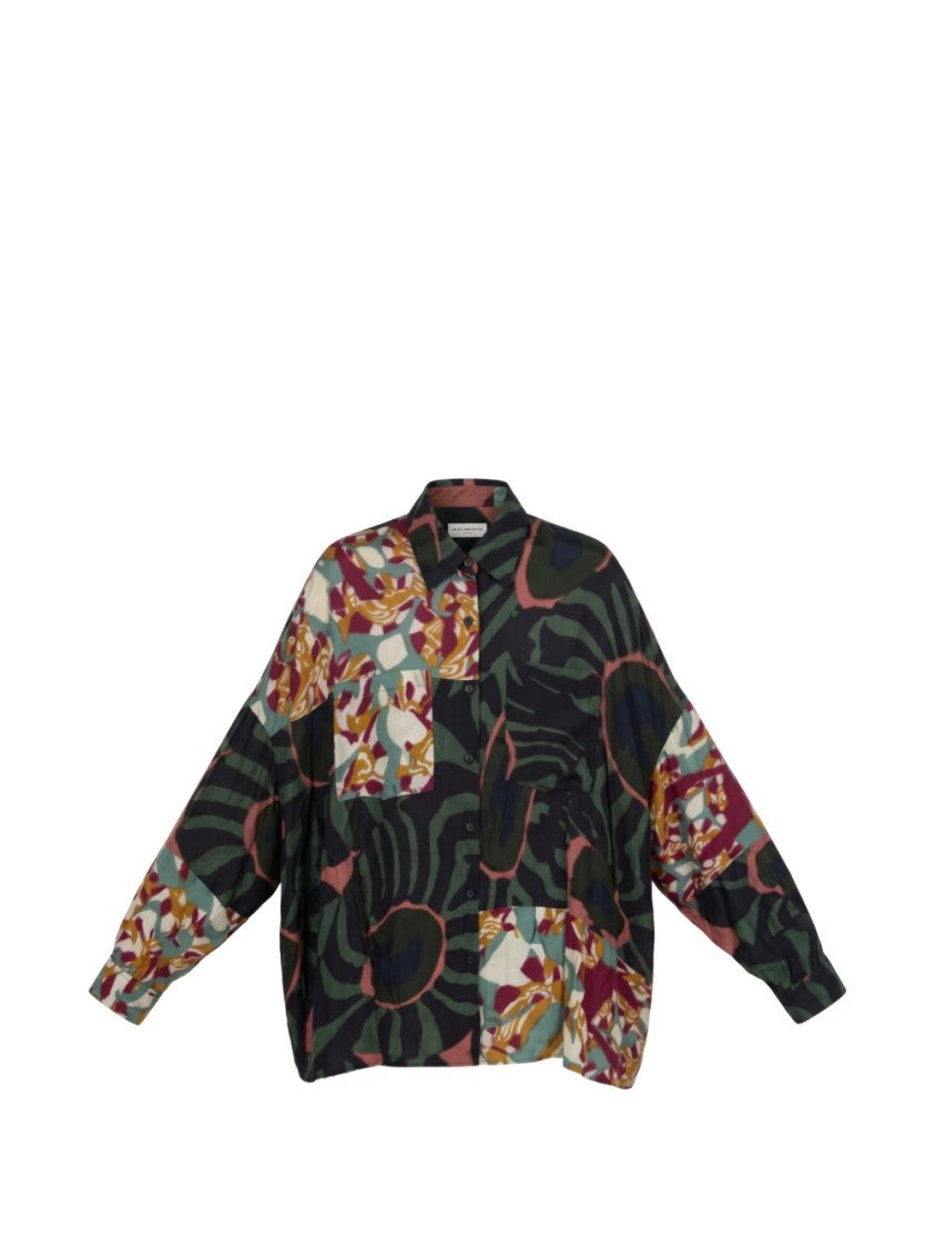 Dries Van Noten Loose-Fit Patchwork Casual Shirt