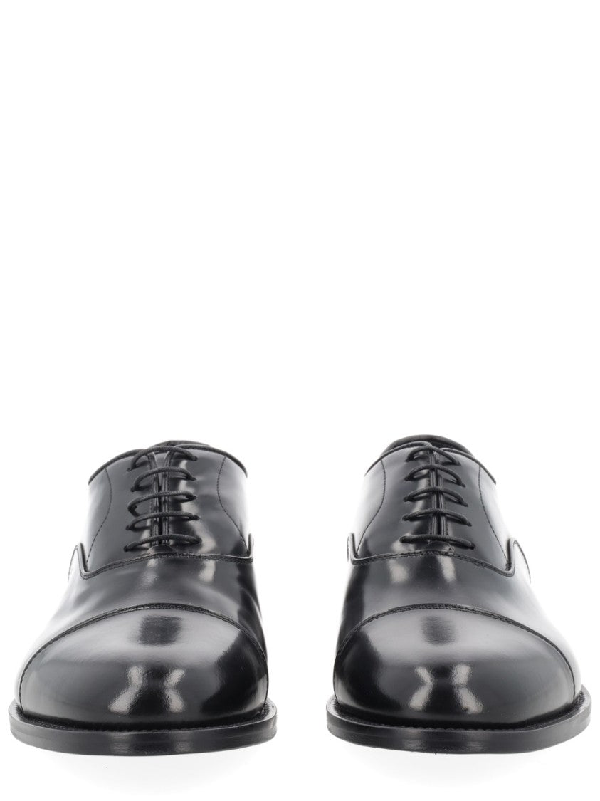 Corvari Black Polished Leather Cap Toe Loafers