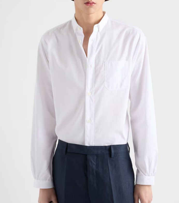 Prada Tailored White Shirt With Button-Down Collar