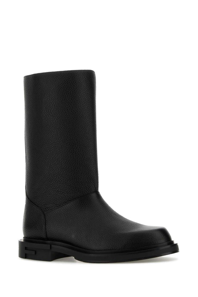 Fendi Black Leather Frame Boots
