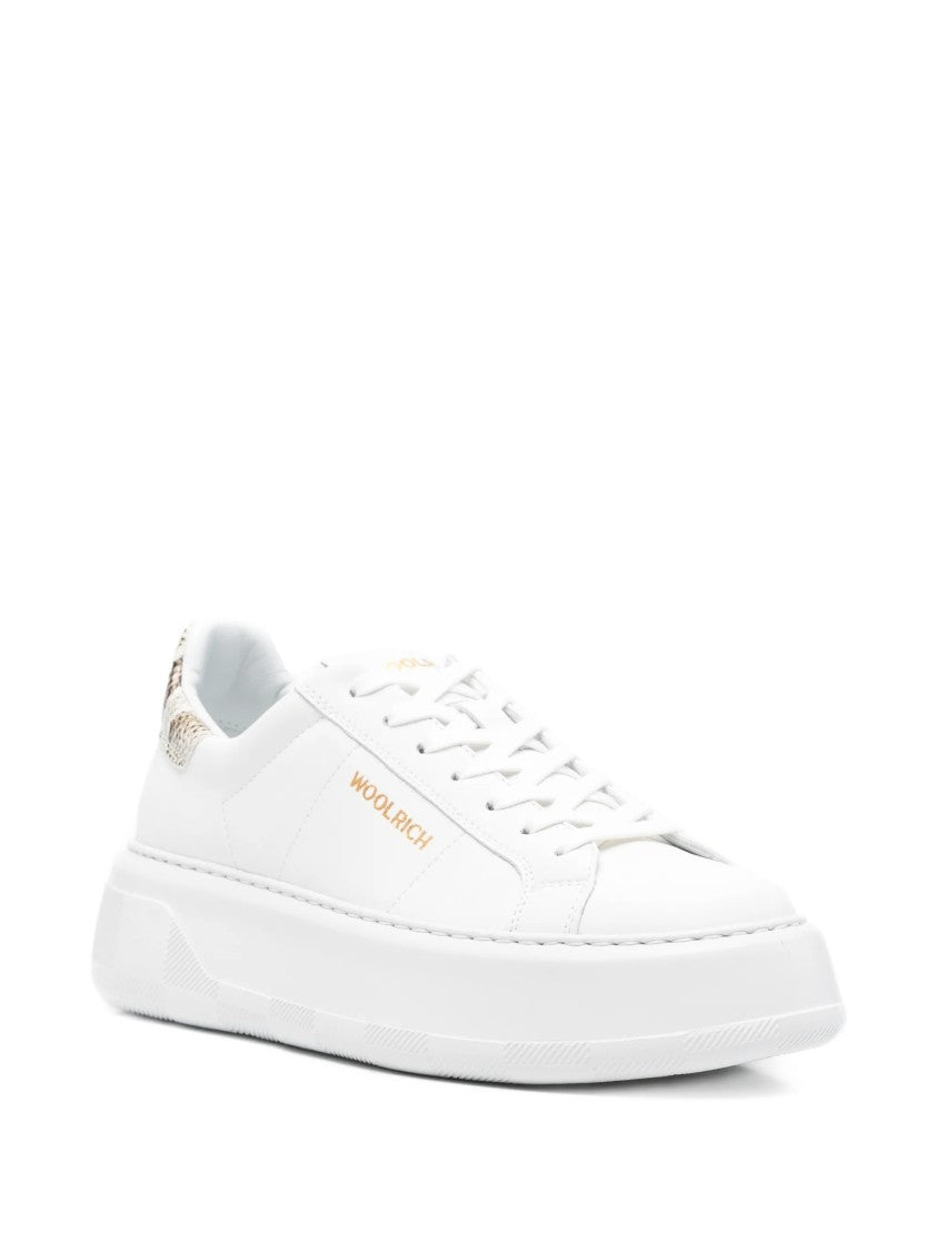 Woolrich White Chunky Court Calf Pitone Sneakers