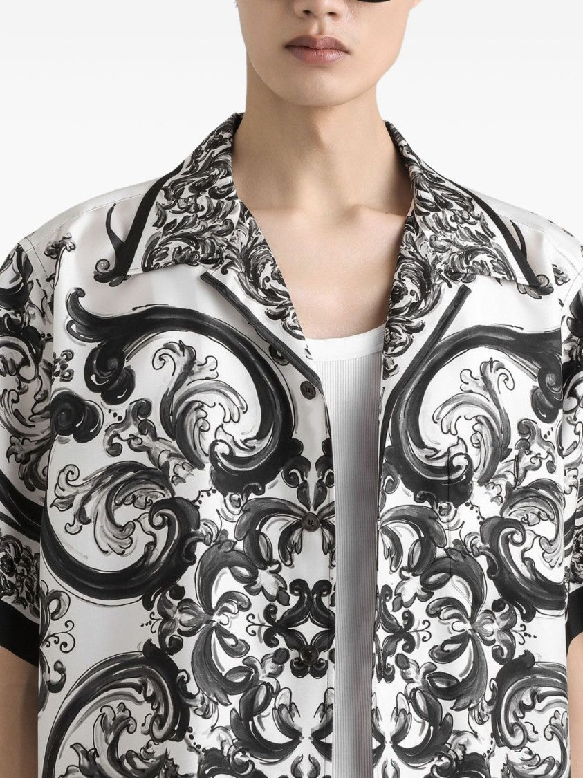 Dolce & Gabbana Silk Twill Hawaii Shirt With Maiolica Print