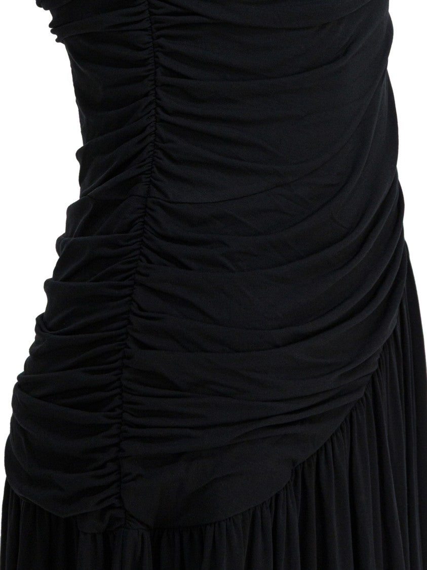 R2w Ruched Asymmetrical Dress With Ballooned Hem