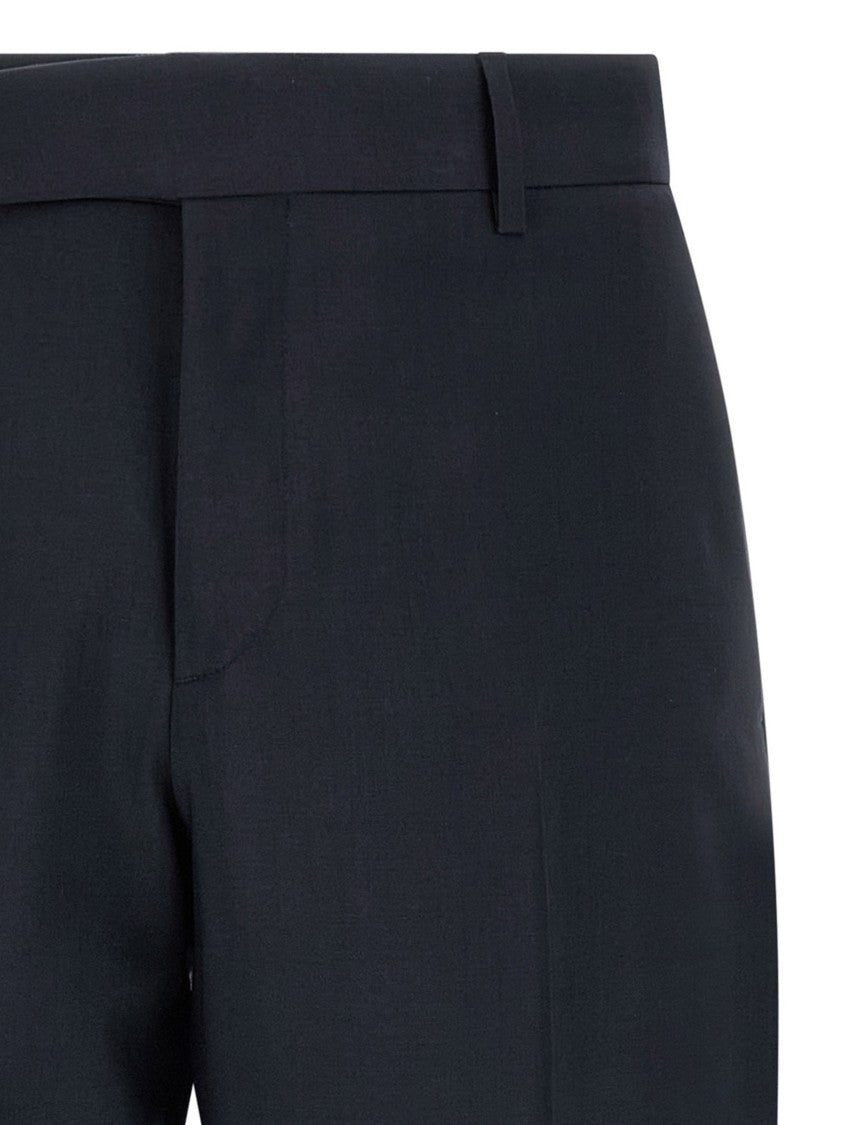 Fendi Refined Wool Canvas Tailored Trousers With Stretched Pleat