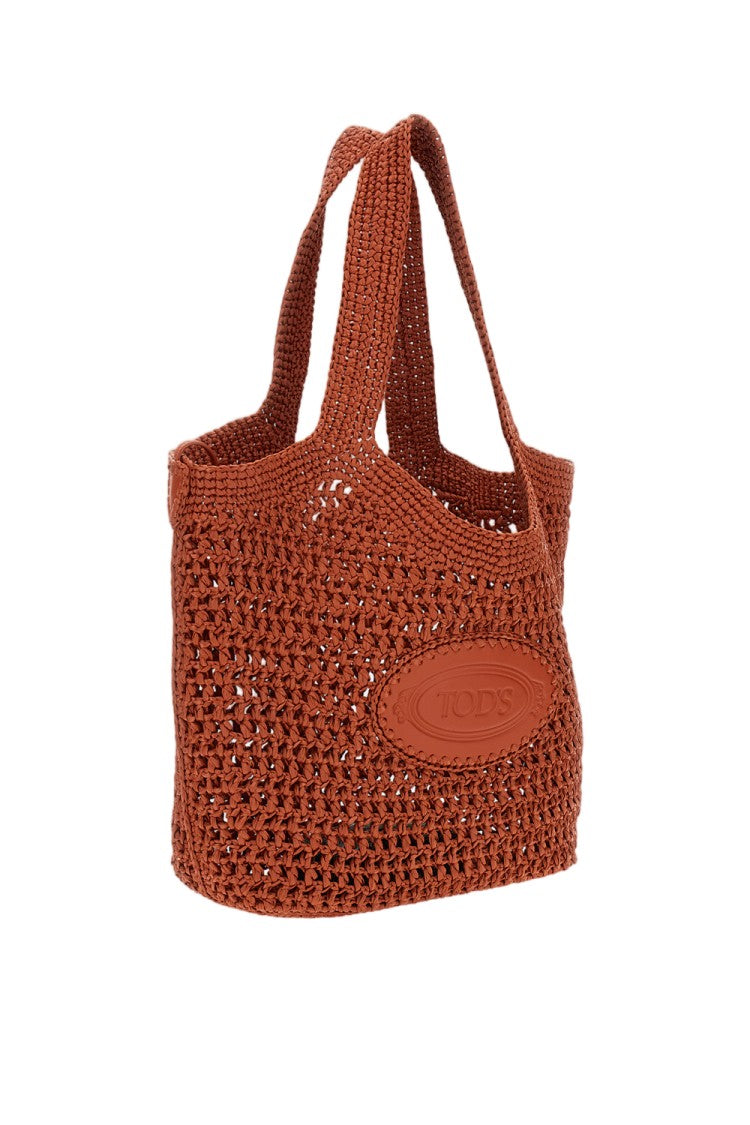 Tod's Red Medium Raffia Tote Bag