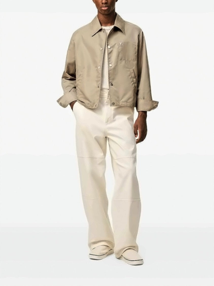 Ami Paris Cropped Boxy Jacket With Snap Button Closure