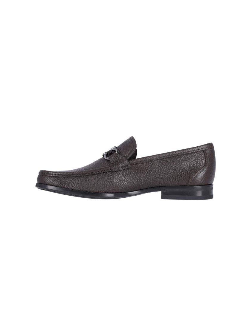 Ferragamo Brown Hammered Leather Loafer