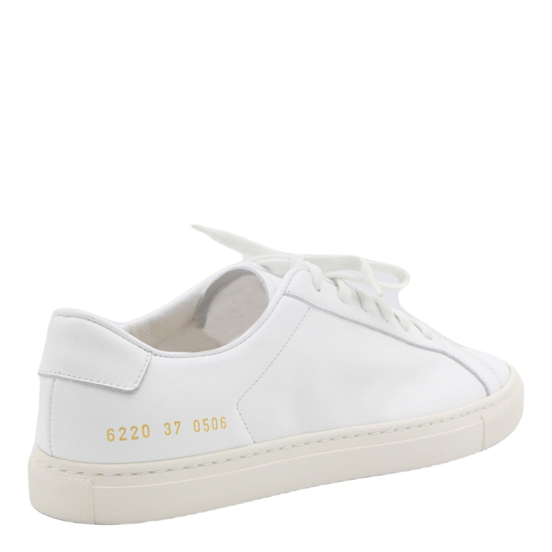 Common Projects Minimalist White Sneakers With Gold Embossed Detail