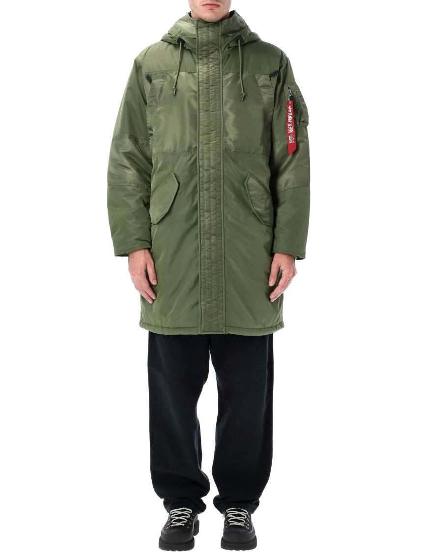 Alpha Industries Classic Hooded Parka With Front Zipper Closure