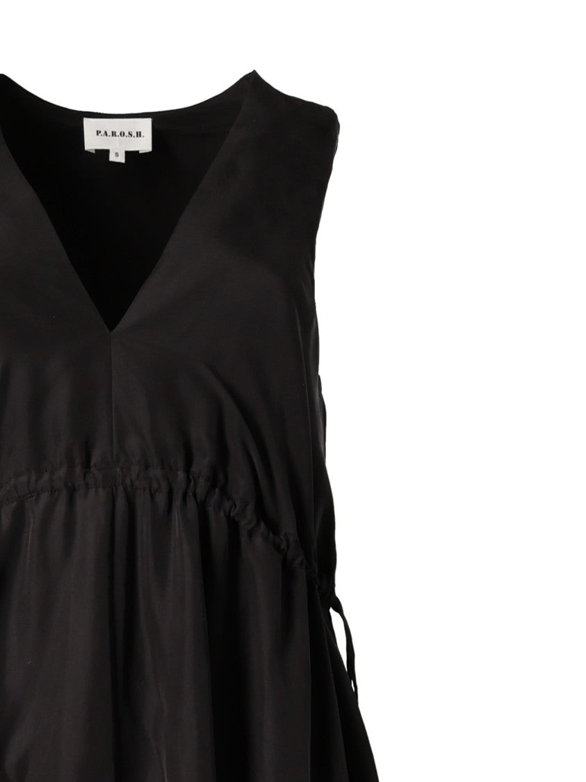 P.A.R.O.S.H. Sleeveless Deep V Neck Maxi Dress