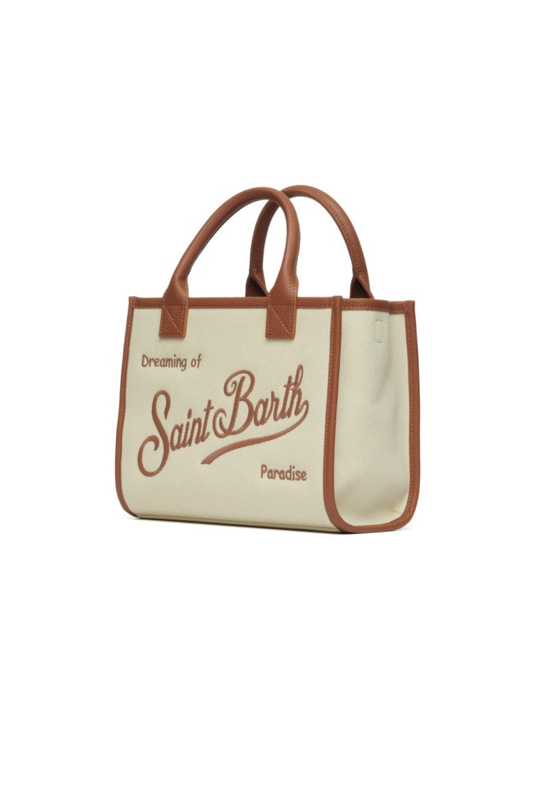Mc2 Saint Barth Rectangular Cream Canvas Tote Bag