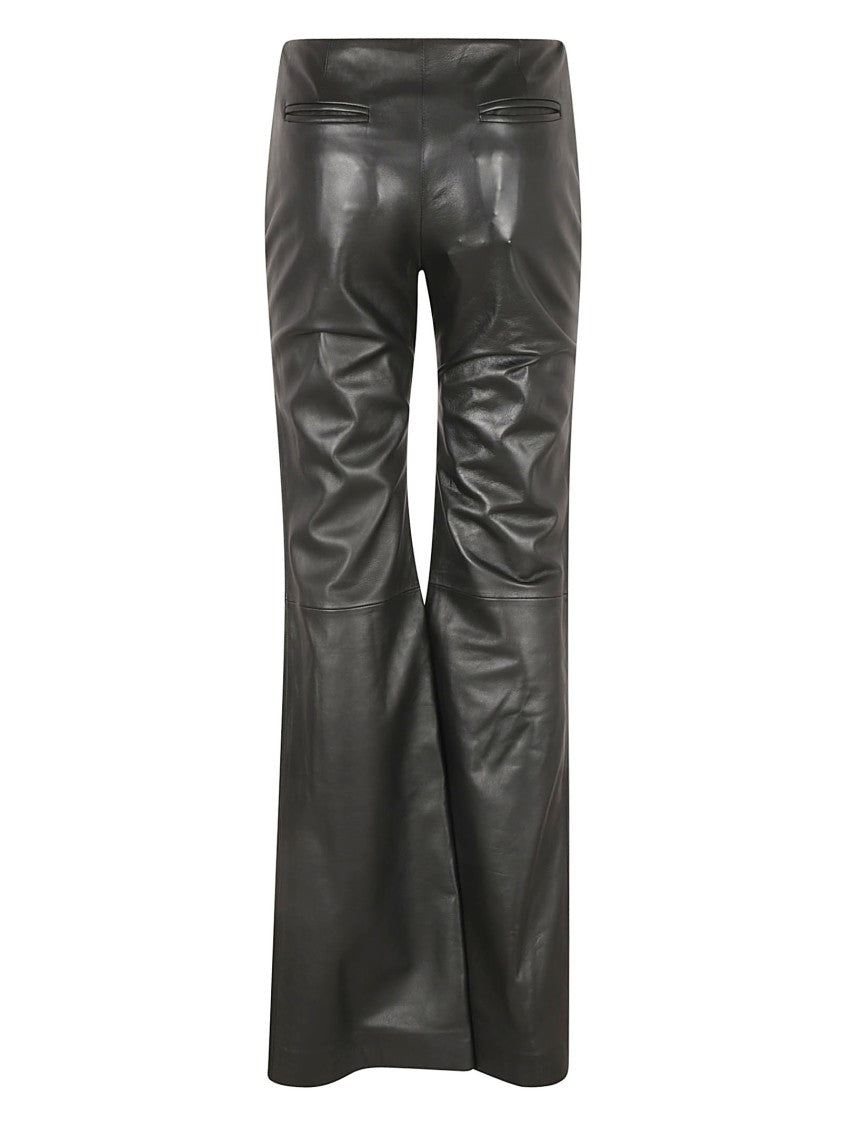 Alberta Ferretti Tailored Black Leather Trousers