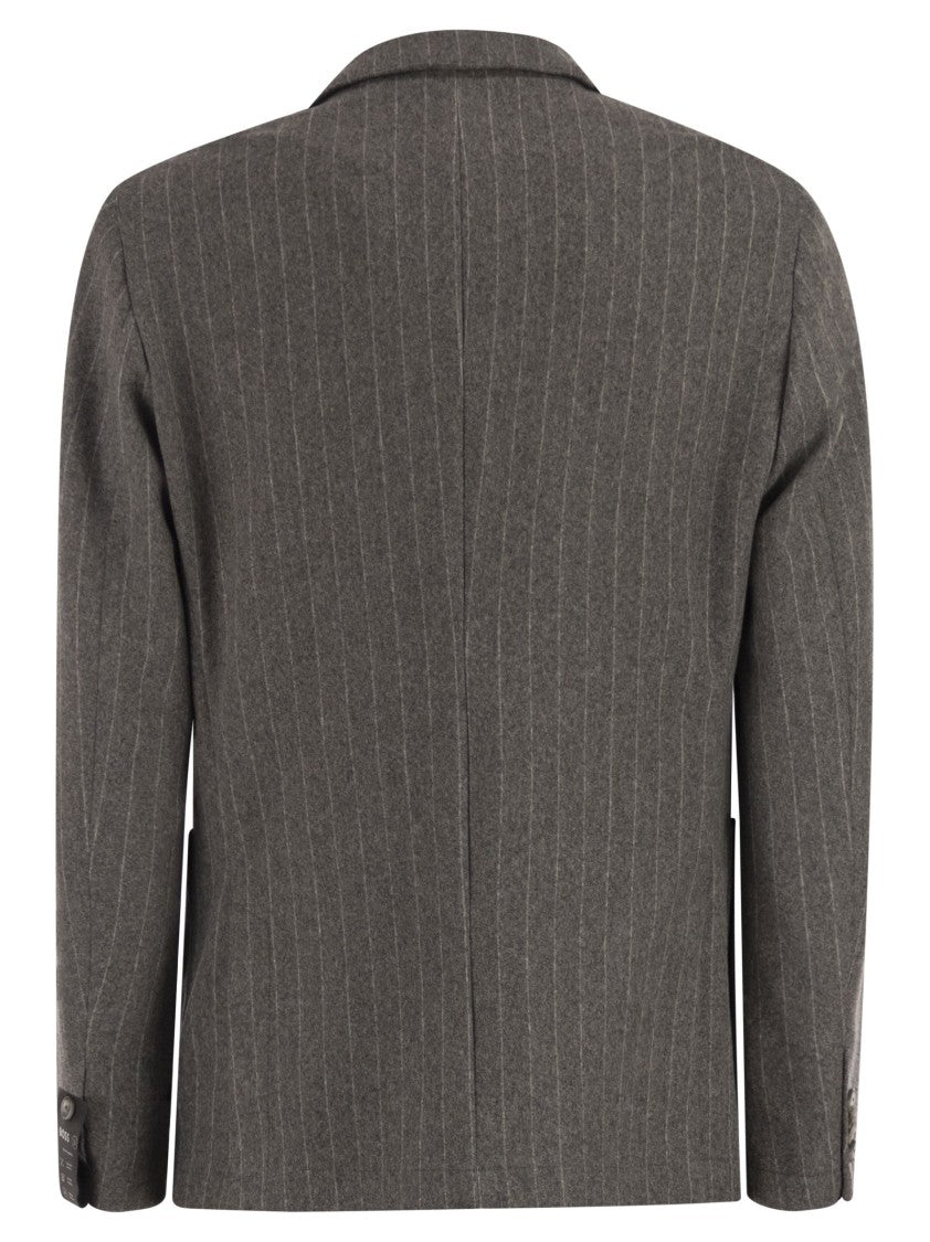 Boss Slim-Fit Blazer In Stretch Striped Flannel