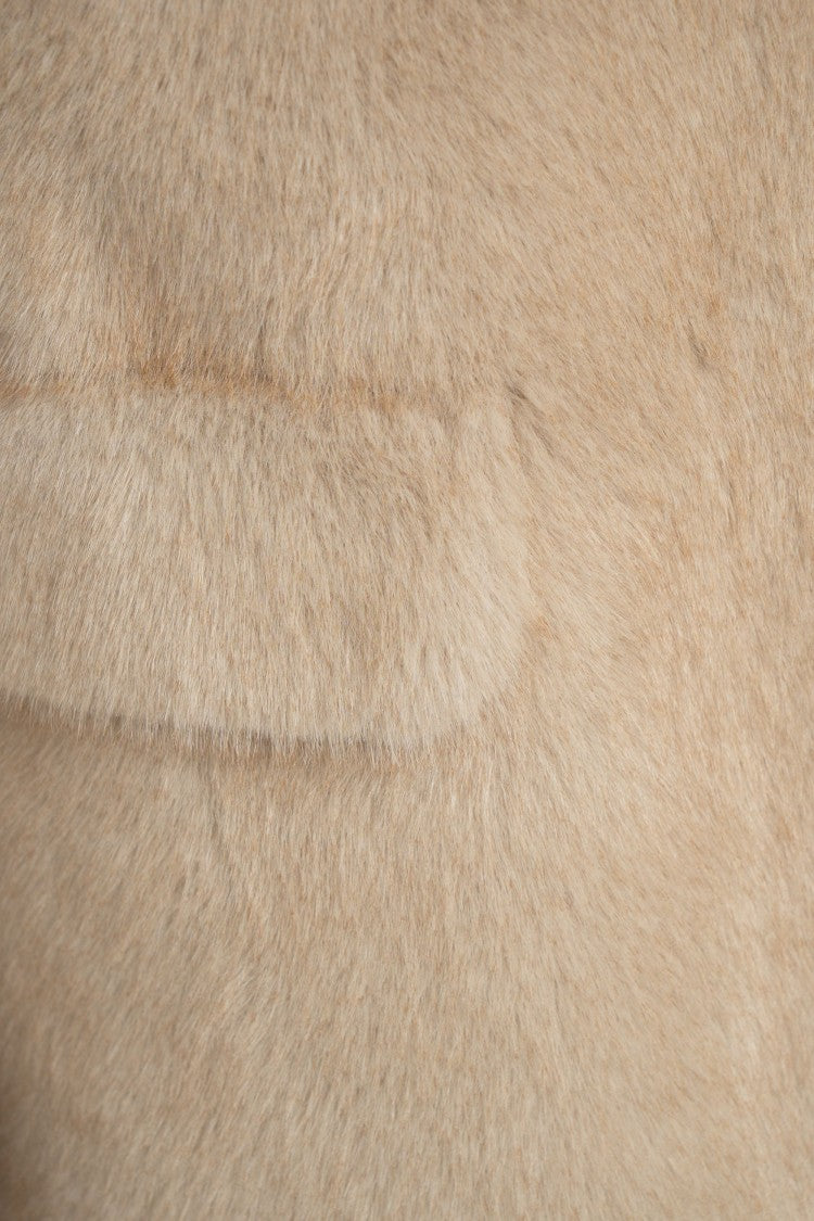 Forte Dei Marmi Couture Beige Faux Fur Jacket With Notch Collar