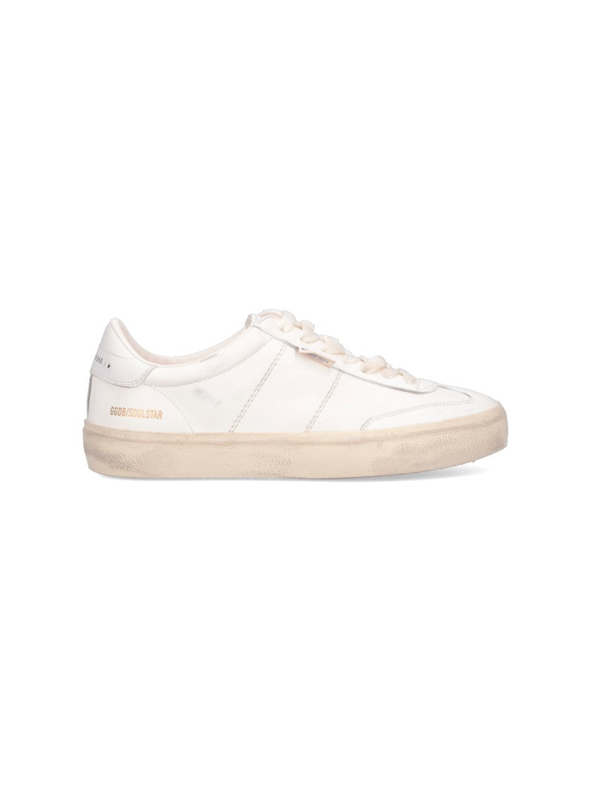 Golden Goose White Soul Star Distressed Leather Sneakers