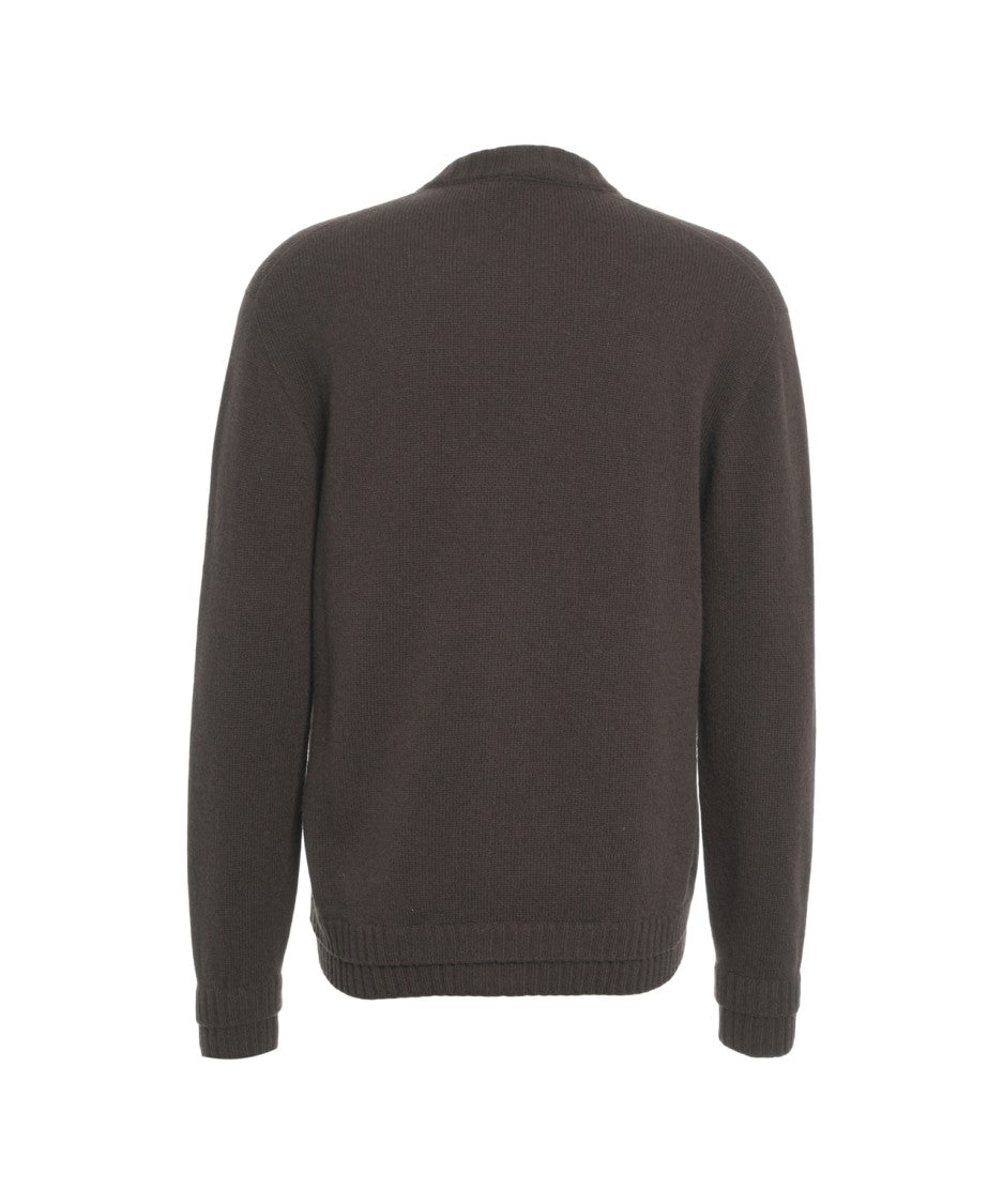 Atomo Factory Cardigan In Soft Wool-Cashmere Blend With V-Neck Design