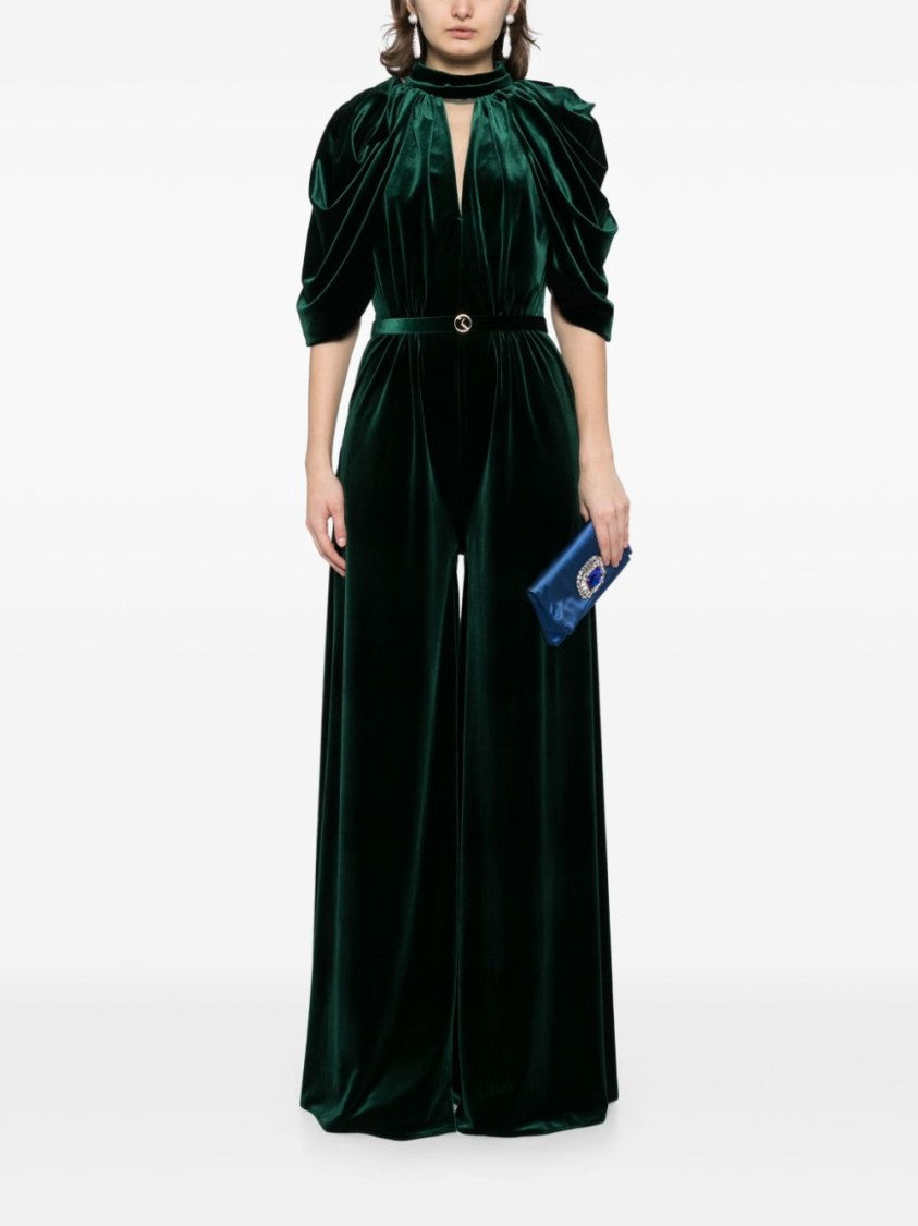 Saiid Kobeisy Jet Black Velvet Jumpsuit