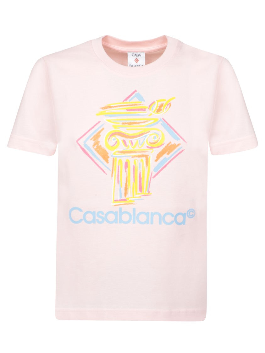 Casablanca Pink Graphic Print Organic Cotton T-Shirt