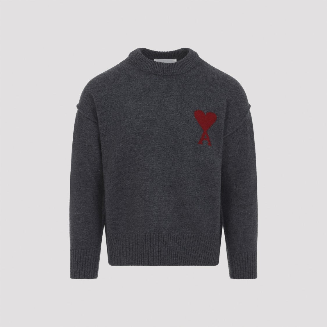 Ami Paris Adc Crewneck Sweater With Contrasting Heart Logo
