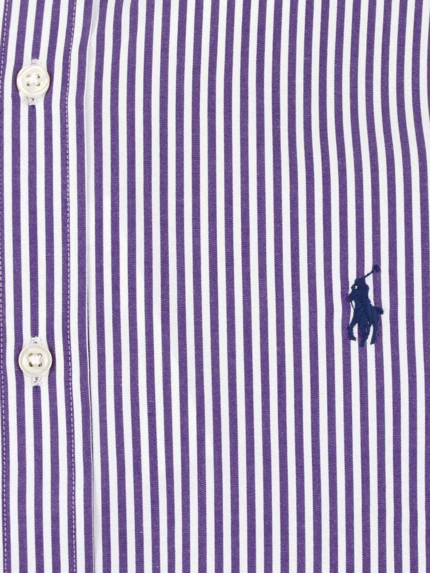 Polo Ralph Lauren Viola Vertical Stripe Cotton Button-Down Shirt
