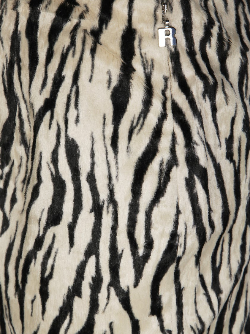 Rotate Printed Faux Fur Skirt