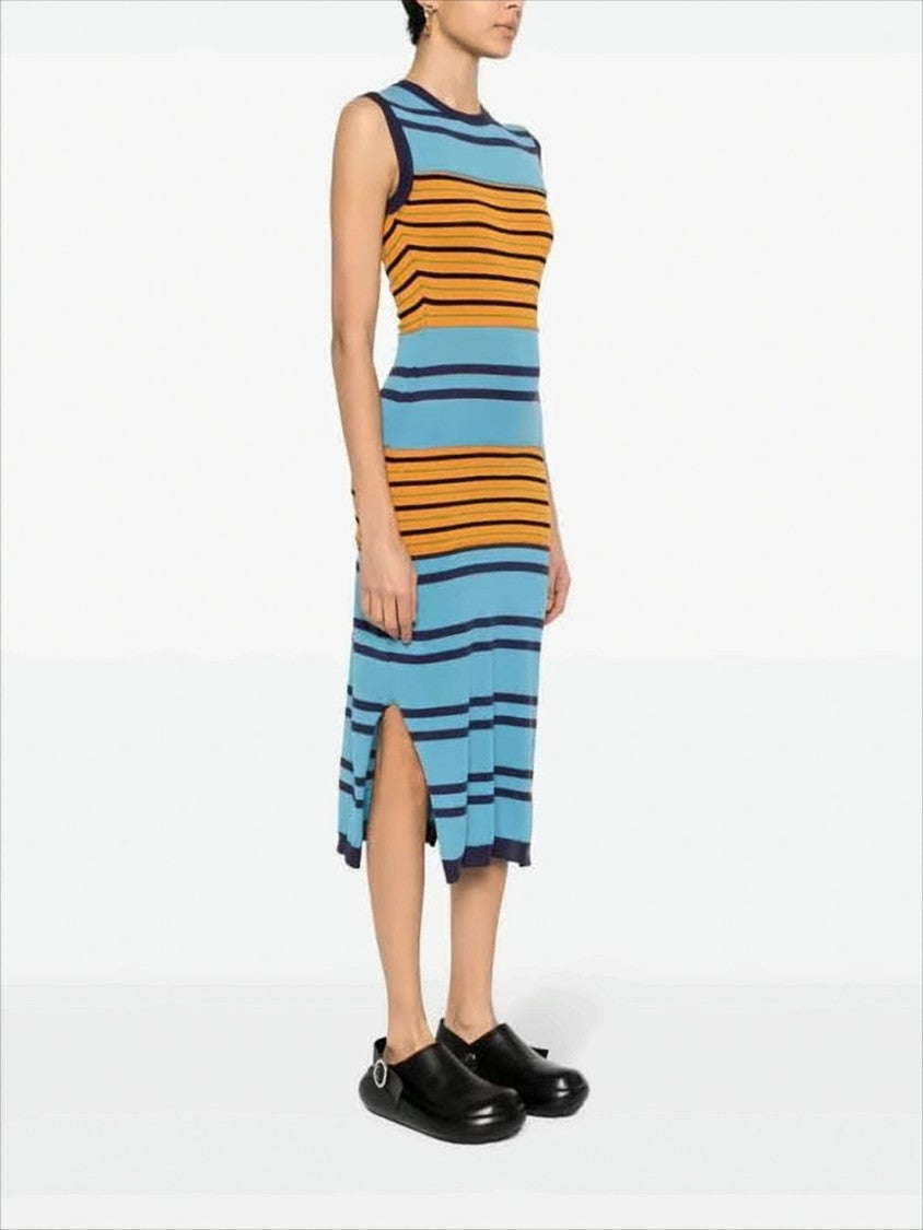 Marni Fitted Striped Midi Dress