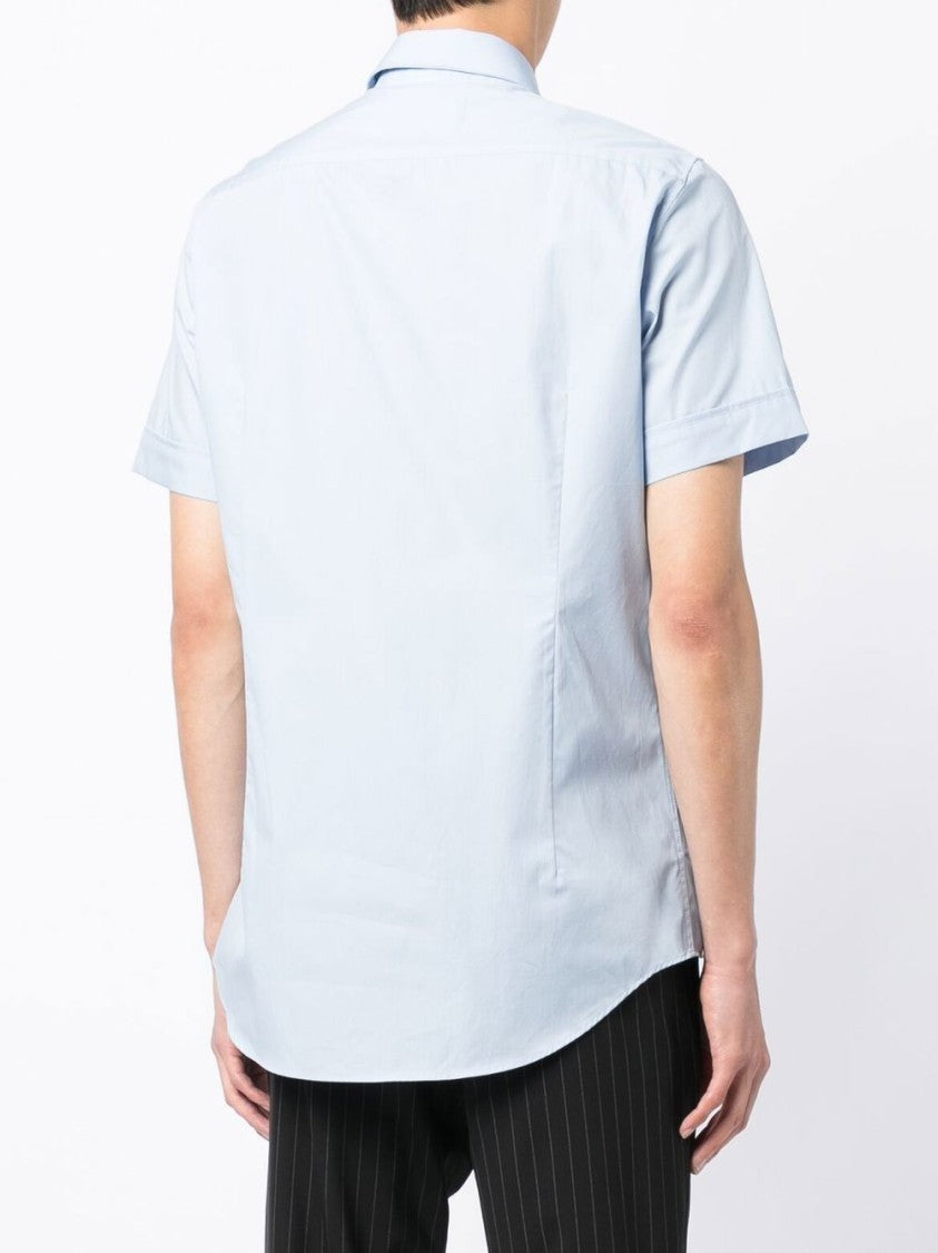 Vivienne Westwood Light Blue Cotton Shirt With Signature Orb Logo Embroidery