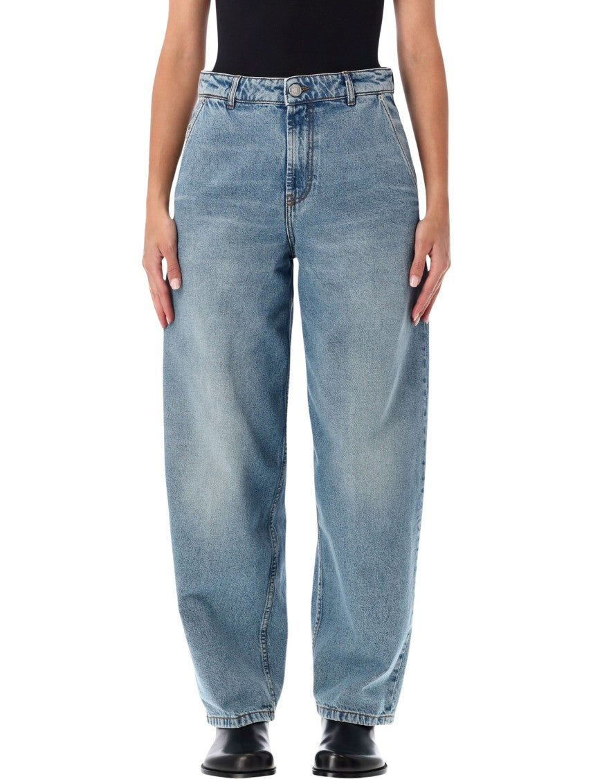 Ami Paris Balloon Cut Jeans With Five-Pocket Design And Silver Accents