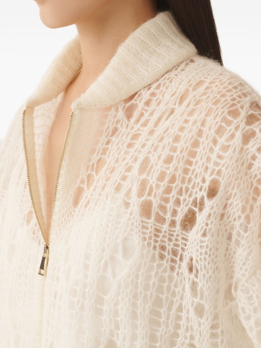 Fabiana Filippi Open-Knit White Jacket With Textured Design