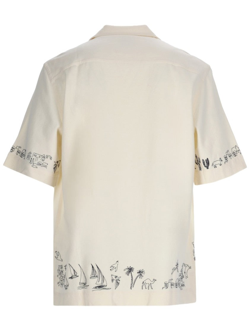 Paul Smith Neutrals Nautical Embroidered Short-Sleeve Shirt