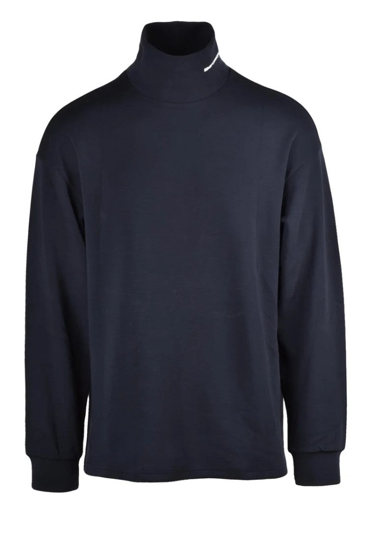 Emporio Armani Mock Neck Black Technical Sweatshirt