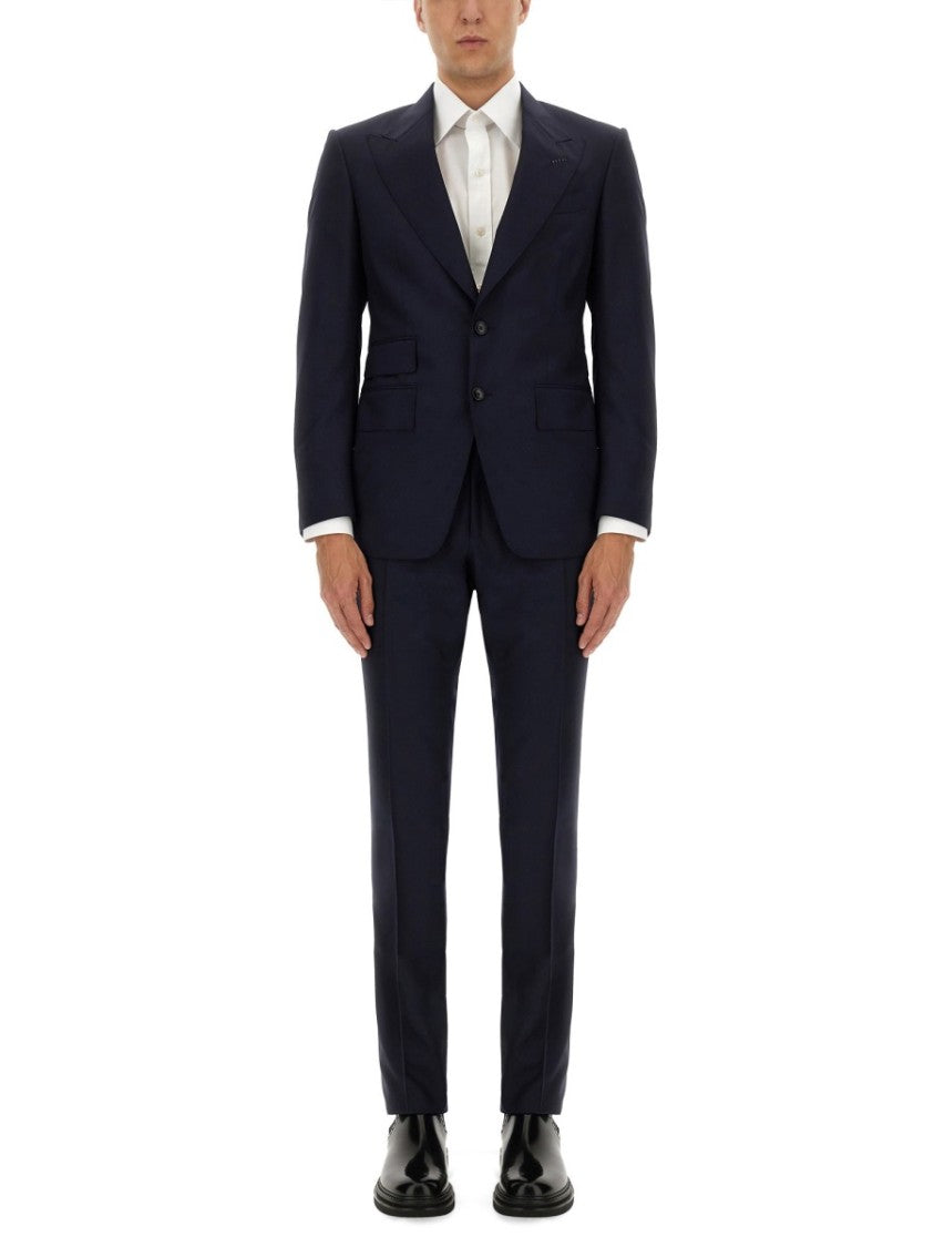 Tom Ford Grand Overcheck Shelton Deep Navy Slim Fit Wool Suit