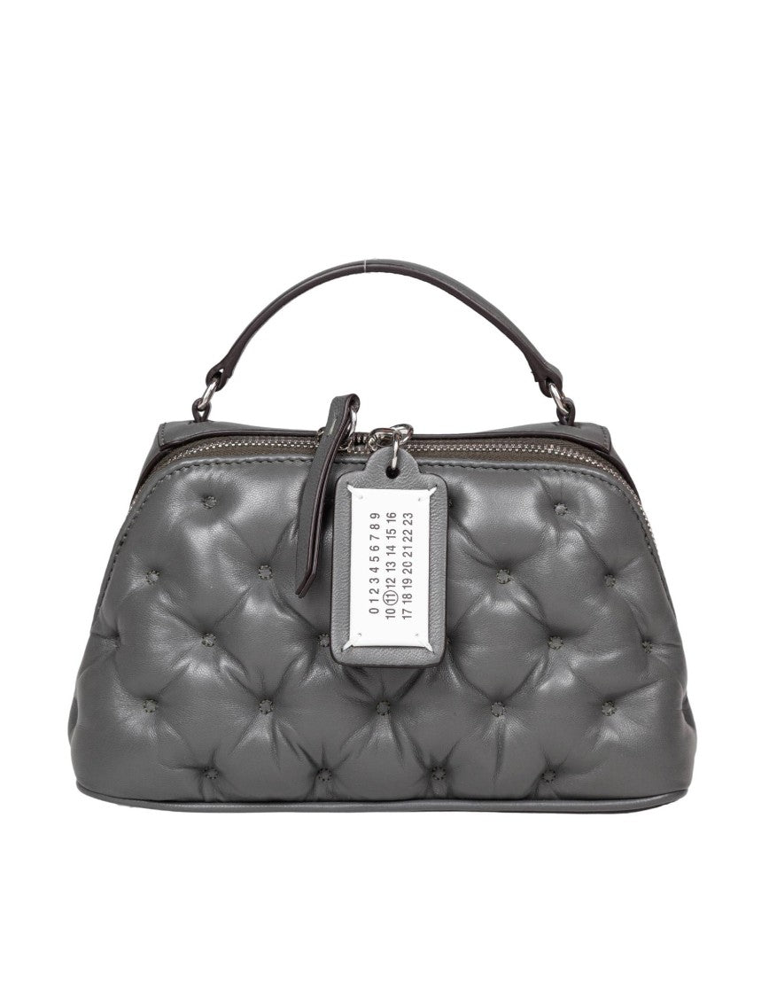 Maison Margiela Glam Slam Trapezoid Quilted Leather Handbag, Grey