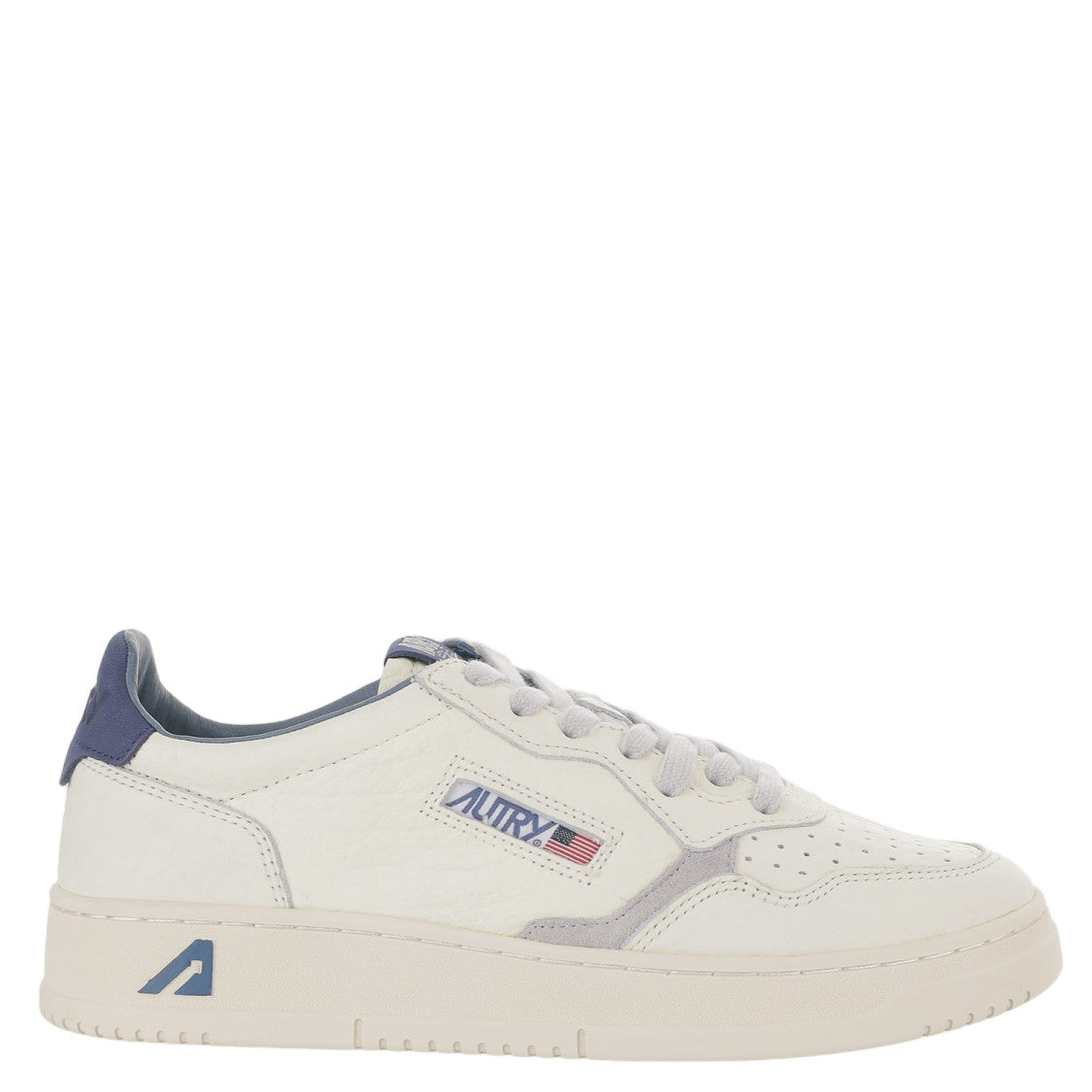 Autry Navy Contrast Heel Leather Sneakers