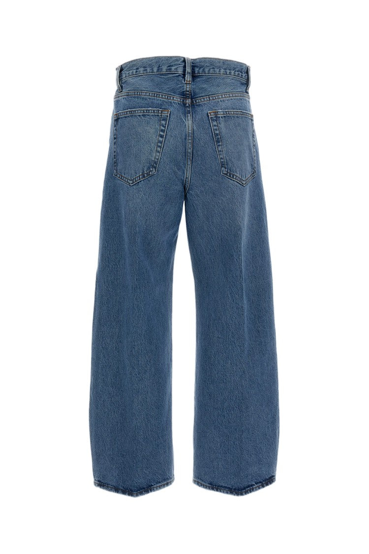 Frame High-Rise Barrel Leg Jeans With Cropped Ankle Length
