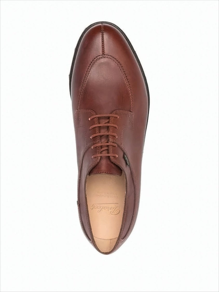 Paraboot Brown Leather Lace-Up Shoes With Classic Design