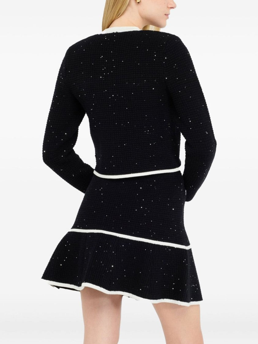 Liu Jo Cropped Black Sweater With Textured Knit