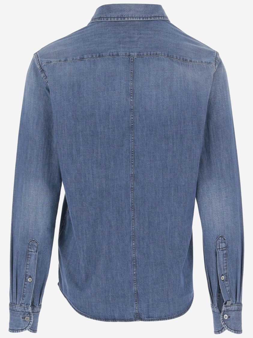 Jacob Cohen Cotton Denim Shirt With Classic Collar And Curved Hem