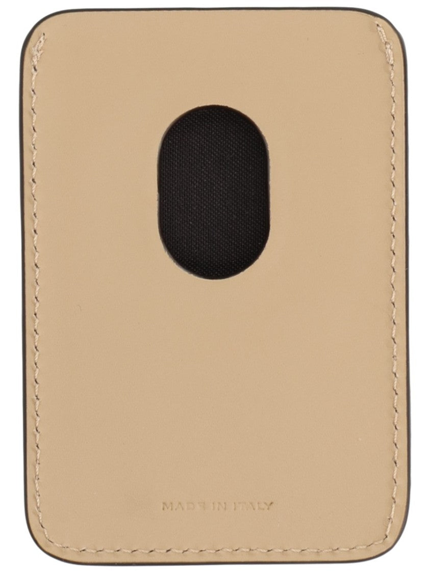 Fendi Beige Leather Textured Top Card Holder