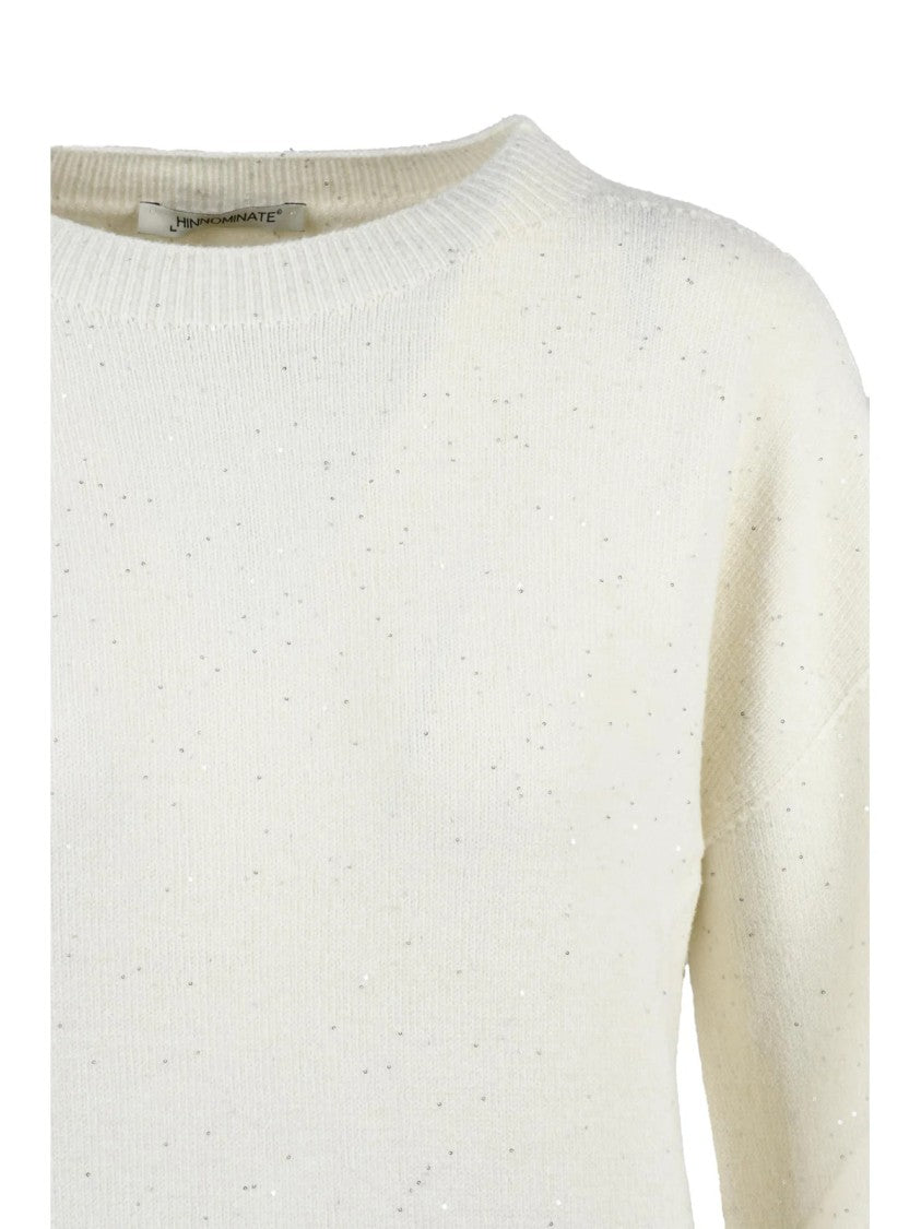 Hinnominate Sequin Detail Crew Neck Sweater With Balloon Sleeves