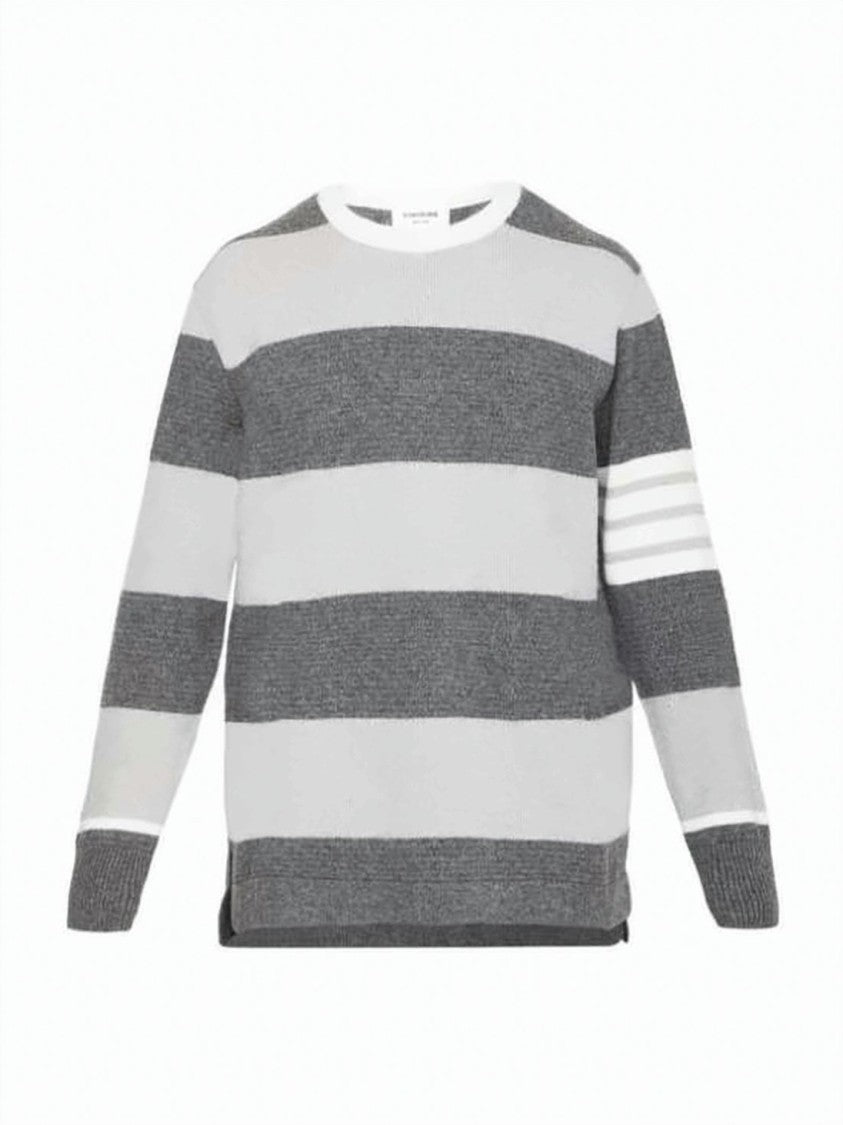 Thom Browne Wool Sweater With Striking Horizontal Stripe Detail