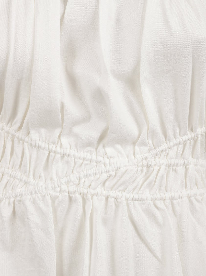 Alexander Mcqueen Relaxed-Fit White T-Shirt With Gathered Waistline