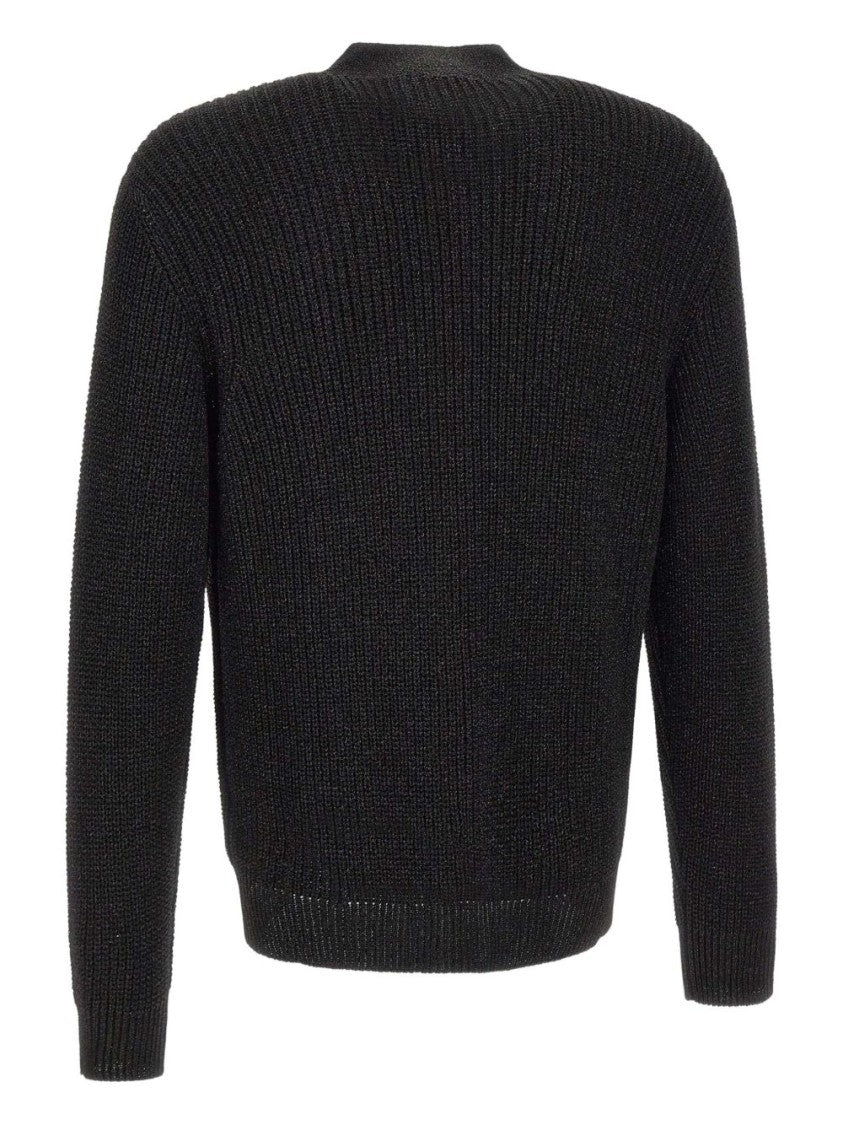 Emporio Armani Ribbed Knit Cardigan With Button-Down Front